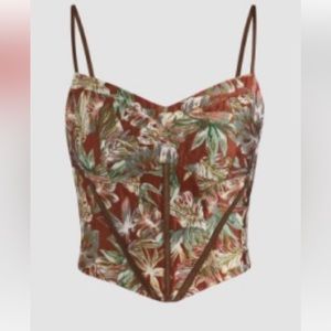 Crop floral corset bustier cropped tank top push up adjustable straps XS S shirt